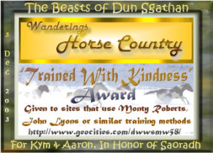 Wandering's Horse Country "Trained with Kindness" Award
